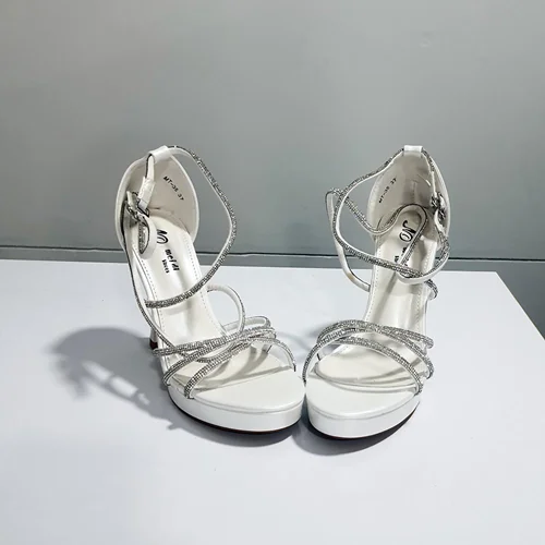 صندل مجلسی زنانه سفید- کفش عروس- صندل عروس وارداتی- کفش عروس